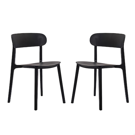Flash Furniture Dover Stacking Patio Chairs w/Curved Backrests, All-Weather Resin Chairs in Black, 2PK 2-DHF-340-APP-BLK-GG