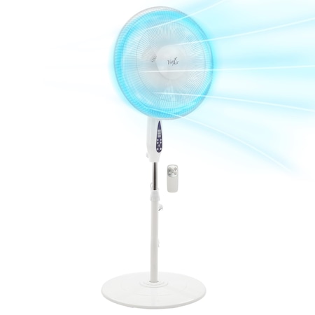 Vie Air 16 Inch 3 Speed Oscillating Stand Fan with Remote Control in White VA-16STF-WT