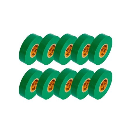 Gtse Green Vinyl Electrical Tape, 3/4in x 66ft - Pack of 10, 10PK PVC-400-GRN-10