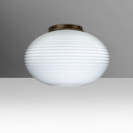 Besa Lighting Besa, Pape 12 Ceiling, Opal Ribbed, Bronze Finish, 1x100W E26 base 491307C-BR