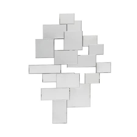 Homeroots 30" Clear Abstract Glass Contemporary Panels Unframed Accent Mirror 485075