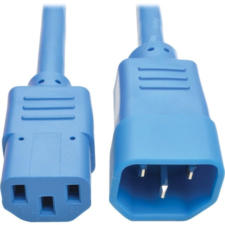 Eaton Tripp Lite Series Heavy-Duty PDU Power Cord, C13 to C14 - 15A, 250V, 14 AWG, 2 ft. 0.61 m, Blue P005-002-ABL