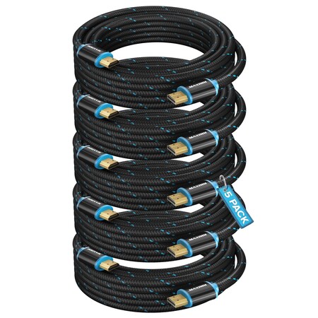 Maximm 15ft 4K 60Hz 18Gbps HDMI 2.0 Braided Cable, 5PK HD2-15FT-5PK
