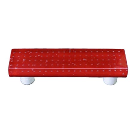Palacedesigns Bubbles Red Rectangle Glass Cabinet Pull - Aluminum Post PA711884