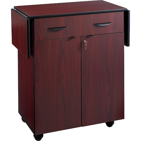Safco Hospitality Service Cart, One-Shelf, 32.5w x 20.5d x 38.75h, Mahogany 8962MH
