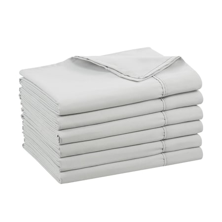 Arkwright Home Microfiber Flat Sheets Full Gray w/ Red Hem - Case of 24, 24PK MFS-81108-GY