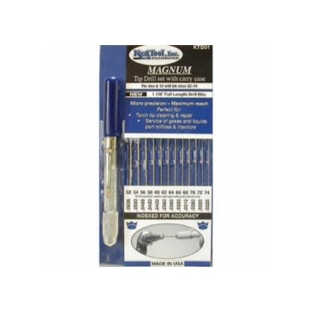 King Tool MAGNUM Tip Drill Set, Size 52 to 74, Includes 12 Even Number Drills/Indexed Carry Case/Pin Vise 422-KTD01