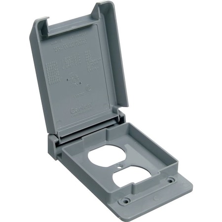 Carlon Device Cover, 4-53/64 in L, 3-11/16 in W, Rectangular, Polycarbonate, Gray, Textured E98GDRN-CAR