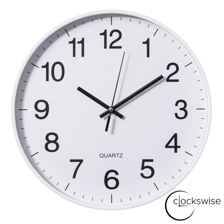 Clockswise White 14-In Analog Clock - Silent, Non-Ticking for Wall Battery-Operated Perfect for Home QI004744.WT.14