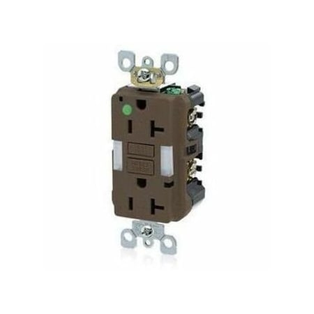 Leviton GFCI Receptacle, 20A, 125VAC, 5-20R, Brown GFNL2-HG