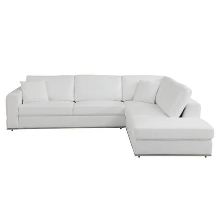 Homeroots White Italian Leather Reclining L Shaped Two Piece Corner Sectional 482256