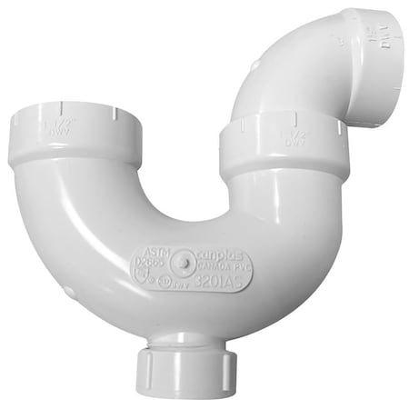 Canplas P-Trap, 1-1/2 in, Hub, PVC, White, SCH 40 193201AS