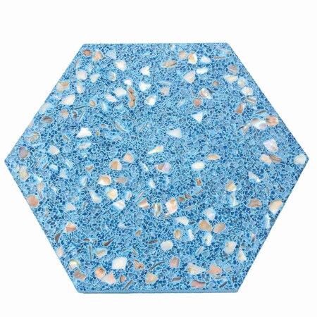 Apollo Tile Amalfi 9x8 in. Yosemite Blue with Copper flecks Glossy Shell, Terrazzo Hexagon Tile, 5PK APLAQT8802HXBLU