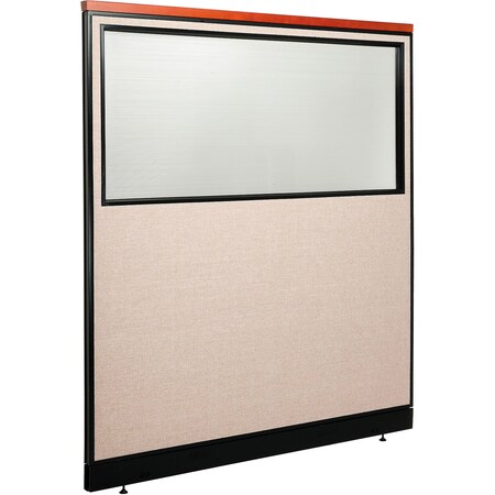 Global Industrial Interion Deluxe Office Partition Panel w/Partial Window and Raceway 60-1/4"W x 65-1/2"H Tan 694701WNTN