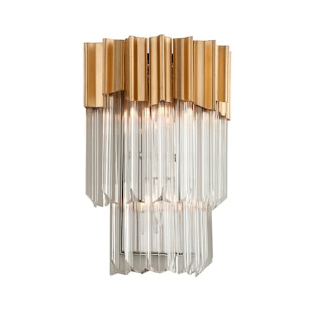Corbett Lighting Charisma 2 Light Wall Sconce 9.75 In. Gold Leaf W Polished Stainless 220-12-GL/SS
