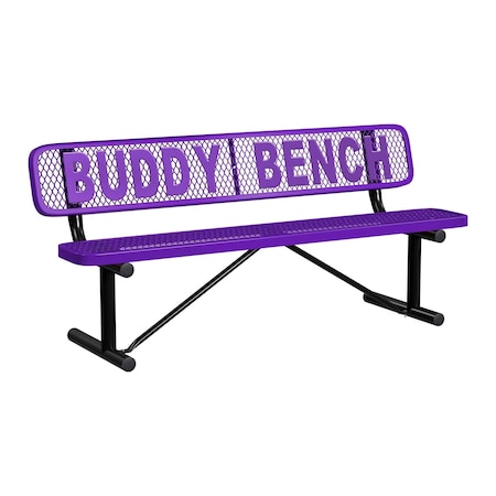 Leisure Craft 6' Personalized Standard Buddy Bench Bench With Back, Expanded Metal, Portable, Purple PB6WBP-PURPLE
