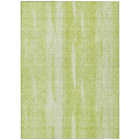 Homeroots 8' X 10' Artichoke Green And Ivory Botanical Leaves Washable Indoor Outdoor Area Rug 581957