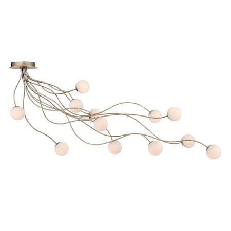 Euf Athena, Flush Mount, 12-Light, 59", Antique Gold, Opal Etched Glass 49950-021