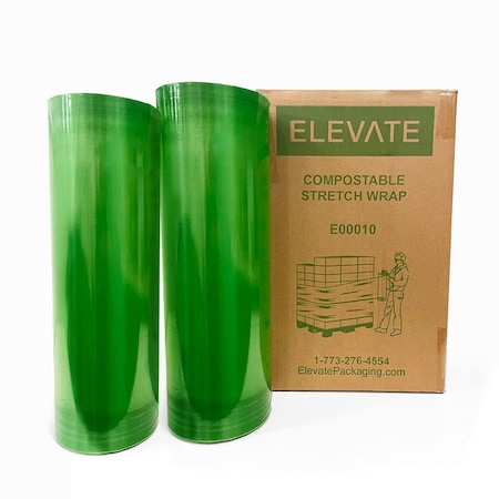 Elevate Packaging Pallet Stretch Wrap, 18 in W x 1500 ft L, Translucent Green E00010