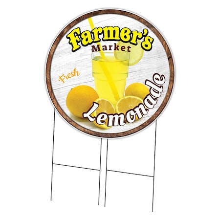 Signmission Farmers Market Lemonade Double Sided Corrugated Plastic Circle Yard Sign, C-36-CIR-DS-WS-Lemonade C-36-CIR-DS-WS-Lemonade