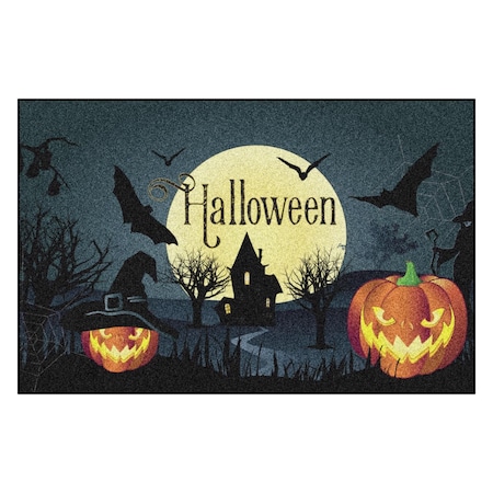 Fanmats 30 in. W X 20 in. L Multi-Color Haunted Halloween Nylon Door Mat 46601