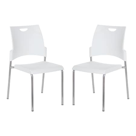 Office Star STC Series Straight Leg Stack Chair, White / Silver STC8300C2-11