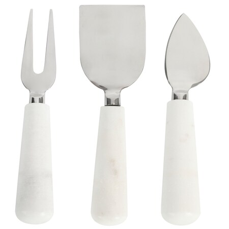 Laurie Gates California Designs Marble and Stainless Steel 3 Piece Cheese Knife Set in White 124006.03