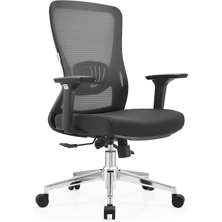 Leisuremod Adorit Ergonomic Office Chair - Mesh Back, Cotton Seat, Adjustable Height & 360 deg Swivel AO60BL