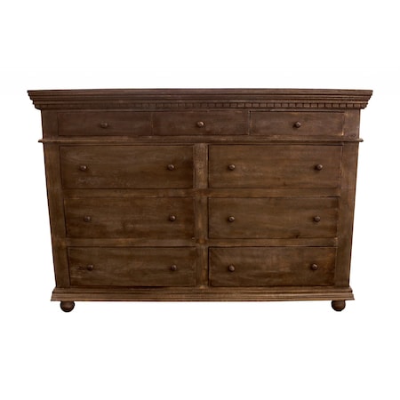Homeroots 70" Tobacco Solid Wood Nine Drawer Gentleman's Chest 489218