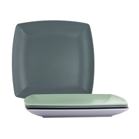 Gibson Home Grayson 4 Piece 8.5 Inch Square Melamine Dessert Plate Set in Assorted Colors 124278.04