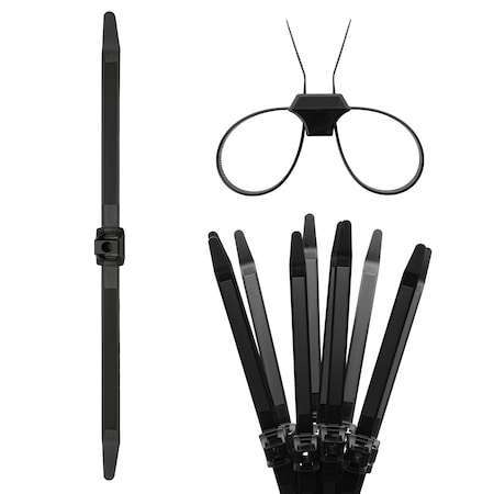 Tr Industrial Contractor Series Dual Loop Impact Resistant Heat Stabilized Cable Ties, 13in, UV Black, 10-Piece TR88430