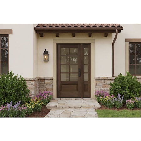 Doornmore G7508, 51.5" x 82" ( 36" Door + 12" Side) Left Hand, Mahogany SDL 8 Lite, 3/4 Lite Exterior Door G7508-SW-3680-G7504-SL_1-1_LI