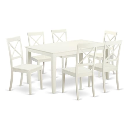 East West Furniture 7 Piece Dining Table Set, 7PK CABO7-LWH-W
