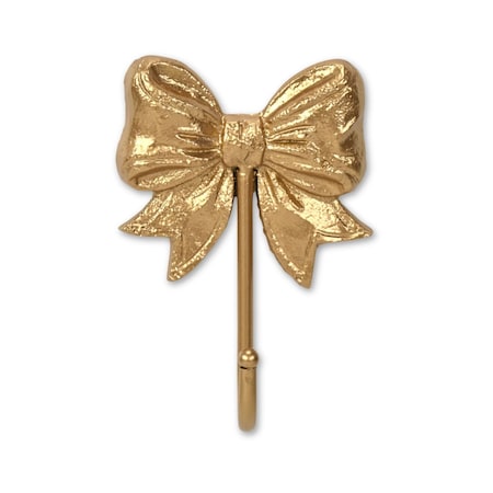 Homeroots 4in Gold Cast Iron Bow Wall Hook 724072