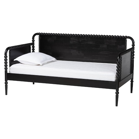 Baxton Studio Lucera Bobbin Daybed, Wooden Spindle Bed Frame, Twin, Black 263-14372-ZORO