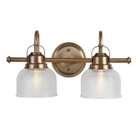 Jonathan Y Virginia 17.25" 2-Light Metal/Glass LED Vanity Light, Brass Gold JYL7408B