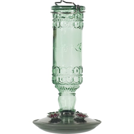 Perky-Pet 10 Oz. Green Glass Antique Bottle Hummingbird Feeder 8108-2