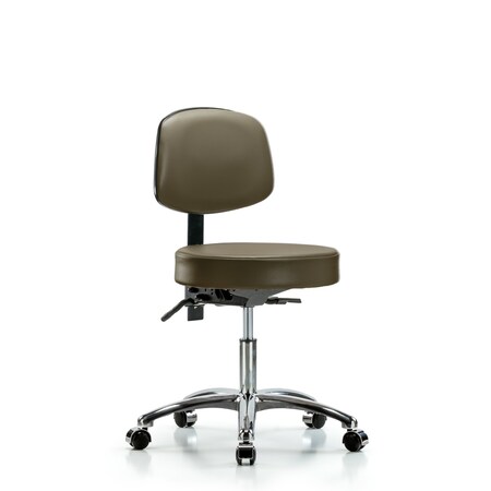 Blue Ridge Ergonomics Vinyl Stool, Back Chrome, Desk, Tilt, Casters, Royal BR-VDHST-CR-T1-CC-8809