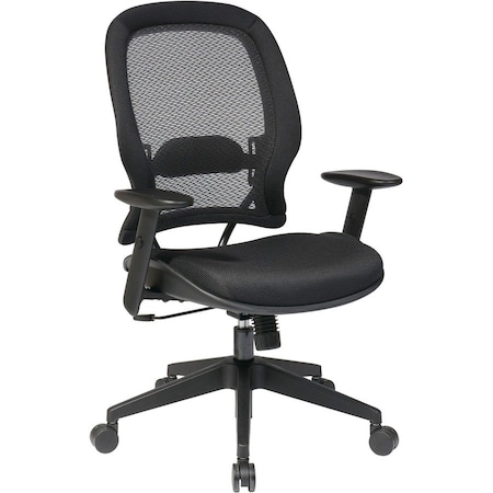 Office Star Managerial Chair Desk Chair, Adjustable Arms, 23-1/4" Height, Fabric, Black 5540