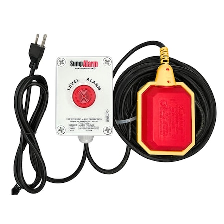 Sump Alarm Indoor/Outdoor, High-Water Alarm, 120V, 100 Foot Tethered Float SA-120V-1L-100
