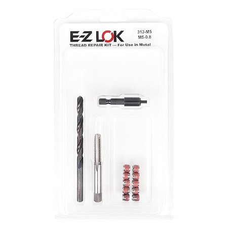 Zoro Select Thin Wall Self Locking Thread Insert, M5-0.80 Int Thrd Sz, 18-8 Stainless Steel EZ-313-M5
