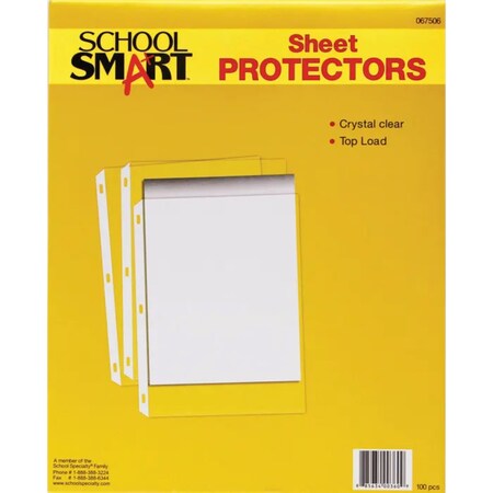 School Smart Poly Sheet Protectors, Top Loading, 812 x 11 Inches, Clear, 100PK 067506