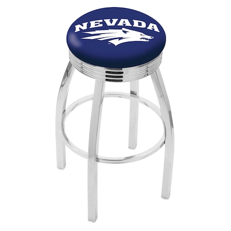 Holland Bar Stool Co 25" Chrome Nevada Swivel Bar Stool, Accent Ring L8C3C25NevaUn