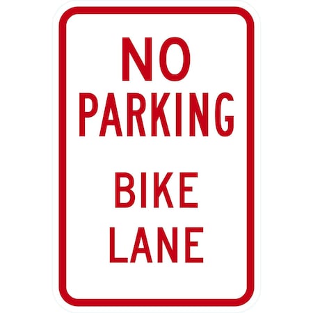 Lyle NO PARKING BIKE LANE, 12x18, Engineer Grade, White G-3800-EG_12x18