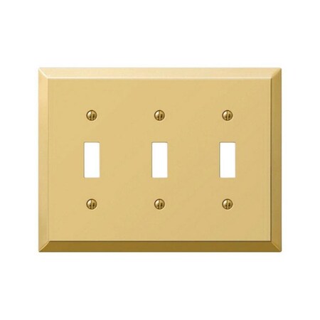 Amerelle 163TTTBR 3 Toggle Polished Brass Stamped Steel Wall Plate 3501285