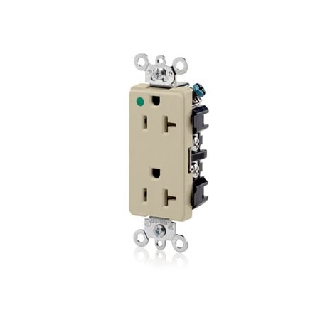 Leviton Hospital Grade Decora Receptacle, 20 Amp, 125 Volt 16362-HGI