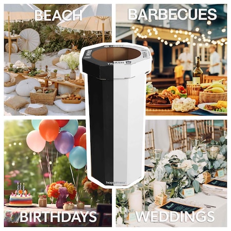 Happimess Fleur 25-Gallon Disposable Corrugated Cardboard Trash Can, Recycling Bin, Black/White, 2PK HPM1302A-2SET
