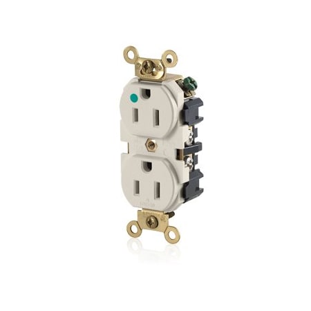 Leviton Hospital Grade Wide Body Duplex MRI Receptacle, 15 Amp, 125 Volt MRI82-T