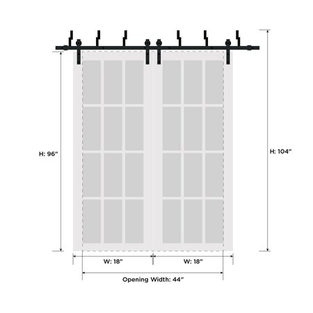 Sartodoors Pocket Interior Door, 24" x 96", White QUADRO4055BBB-WS-4896