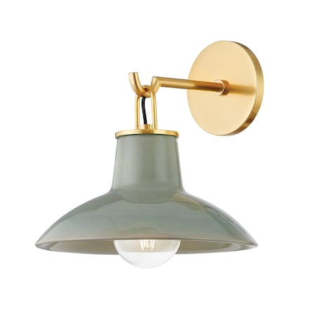 Hudson Valley Lighting Pottersville 10.5 in. Wall Sconce Aged Brass/Ceramic Moss Crackle 1913-AGB/CMC